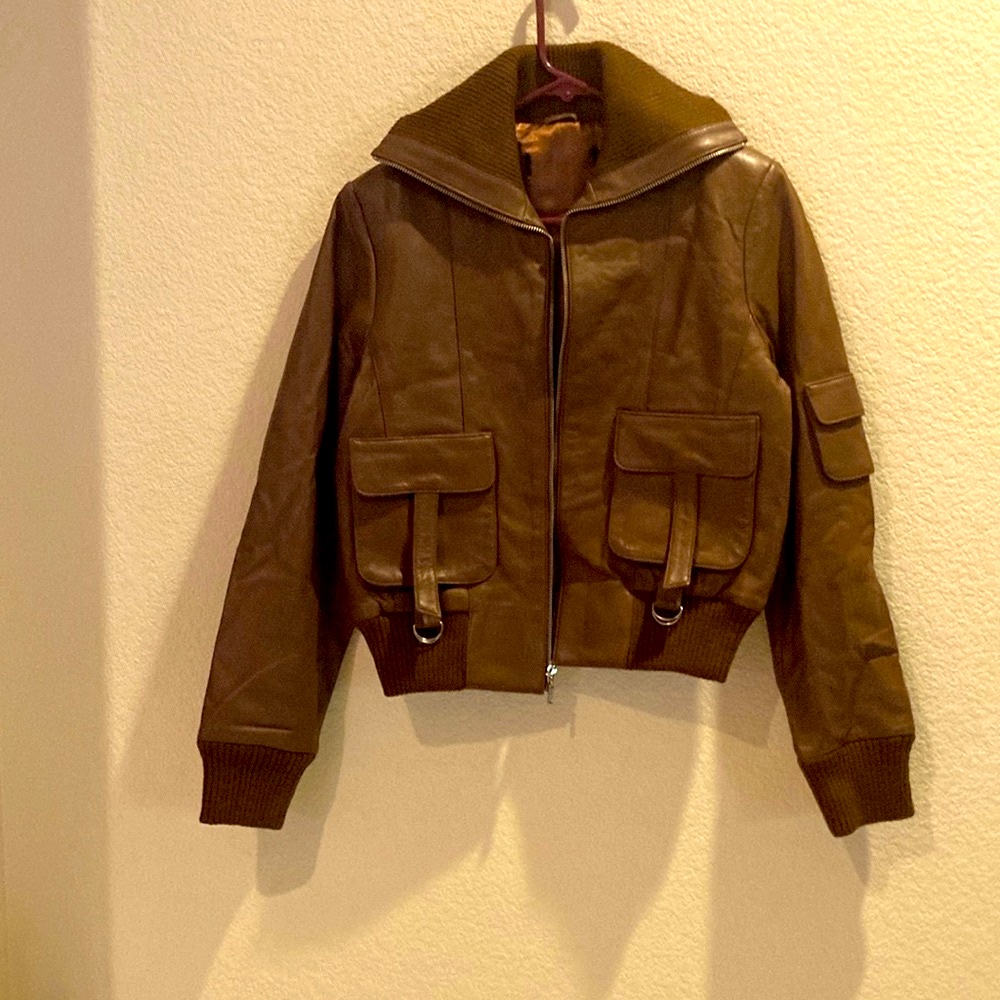 Nwot Brown Lambskin Bomber Jacket Nwot